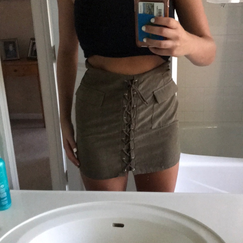 army green skirt